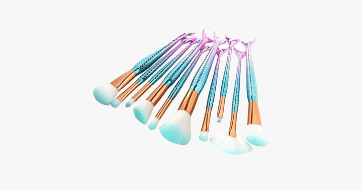 BowLift | Mermaid Makeup Brush Set with FREE Contour Brush - Professional Cosmetic Brush for Eyeshadow, Eyeliner, Blush &amp; Concealer