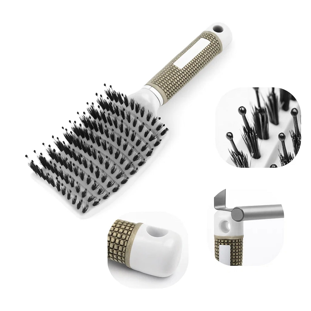 Quick Knot‑Free Detangling – Nylon Bristles with Scalp Massage Tips – For Thick or Curly Hair Bowlift
