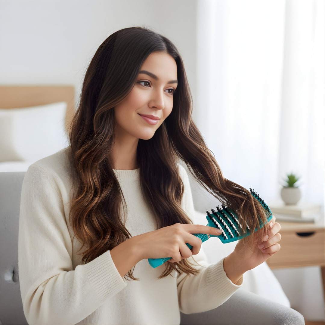 Quick Knot‑Free Detangling – Nylon Bristles with Scalp Massage Tips – For Thick or Curly Hair Bowlift