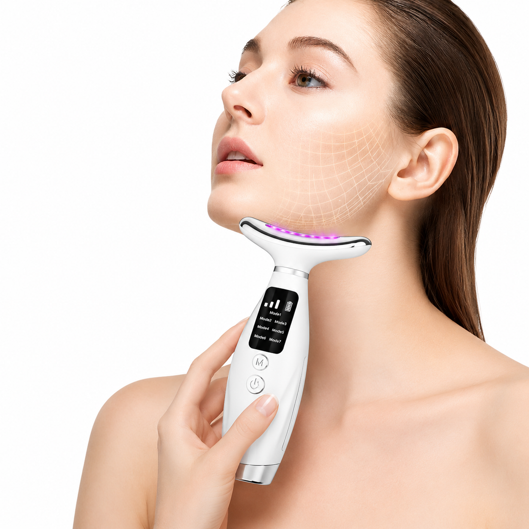7-color LED Face &amp; Neck Sonic Massager - Sonic Cleansing, Lifting &amp; Firming