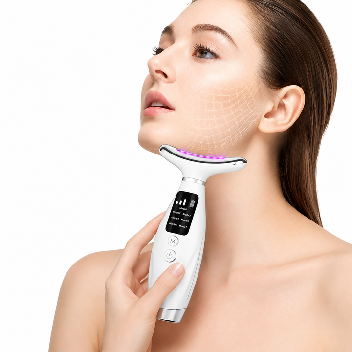 7-color LED Face &amp; Neck Sonic Massager - Sonic Cleansing, Lifting &amp; Firming