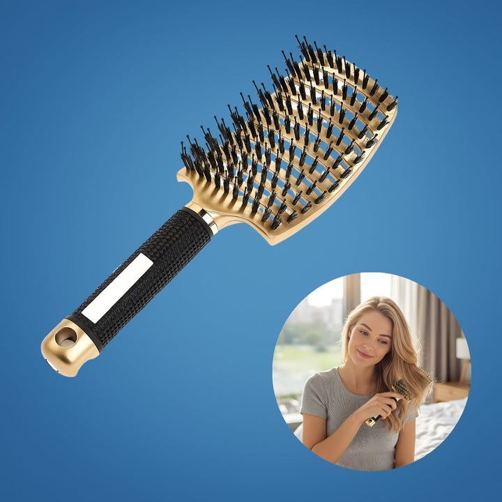 Quick Knot‑Free Detangling – Nylon Bristles with Scalp Massage Tips – For Thick or Curly Hair Bowlift