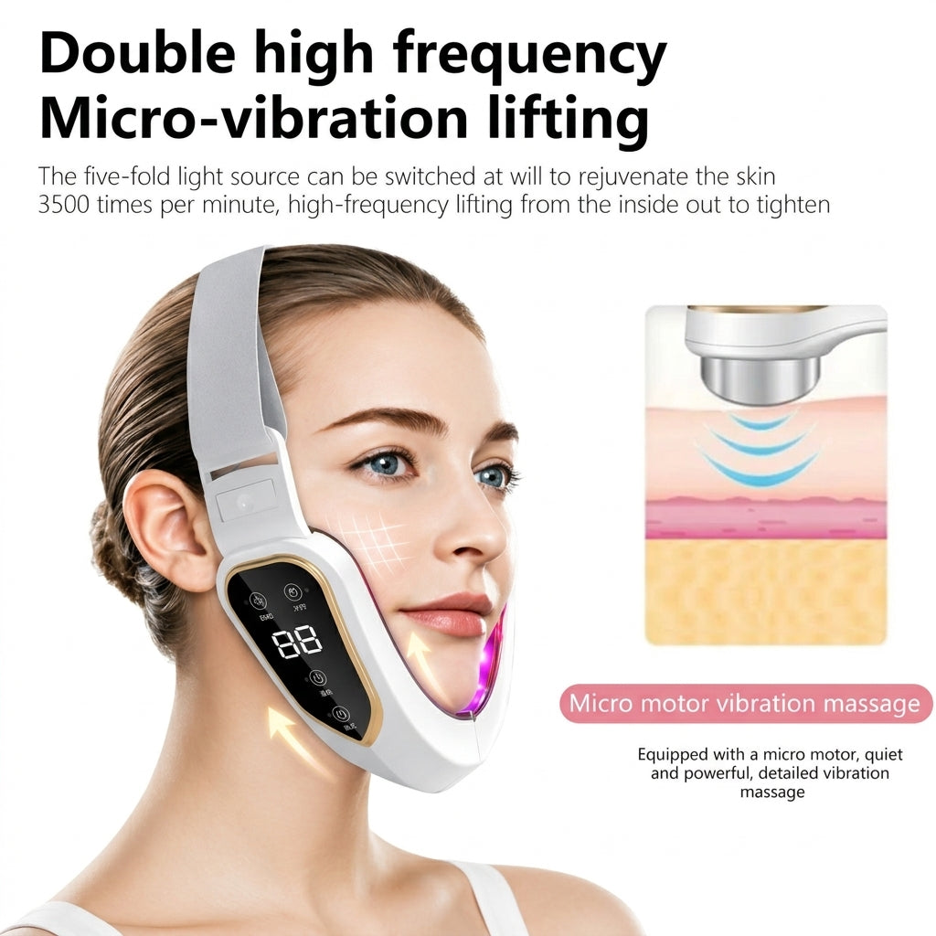 5-color LED V-Line Facial Massager - 12-Gear Micro-Vibration Contouring