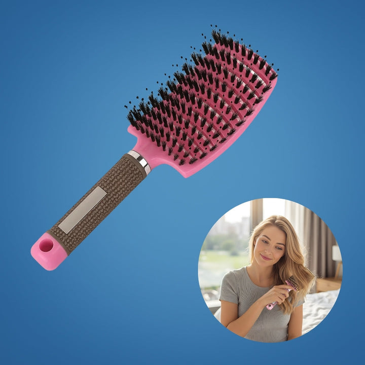 Quick Knot‑Free Detangling – Nylon Bristles with Scalp Massage Tips – For Thick or Curly Hair Bowlift
