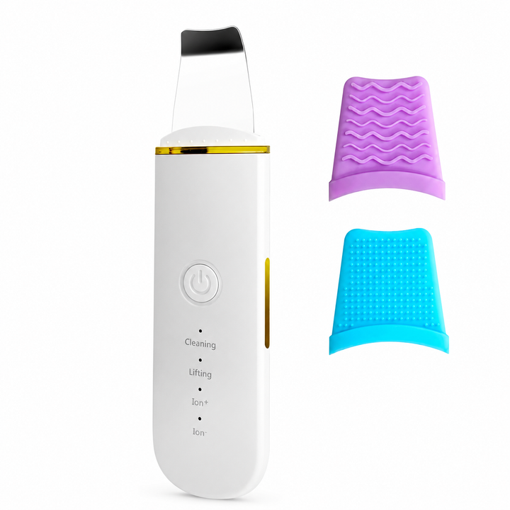 Ultrasonic Skin Scrubber &amp; Pore Cleaner - 4-in-1 Facial Spatula