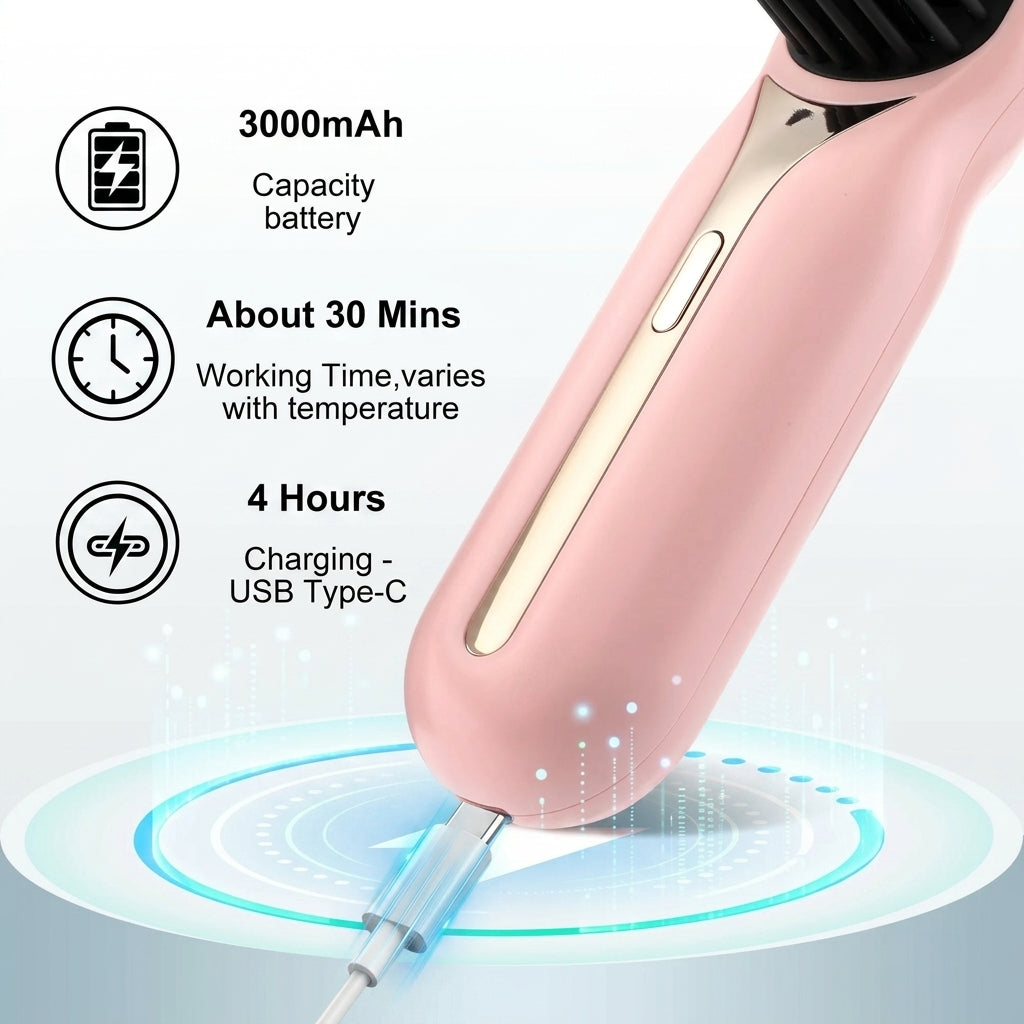 Cordless Negative Ion Styling Comb - Rapid Ceramic Heat &amp; Anti-Pull Teeth