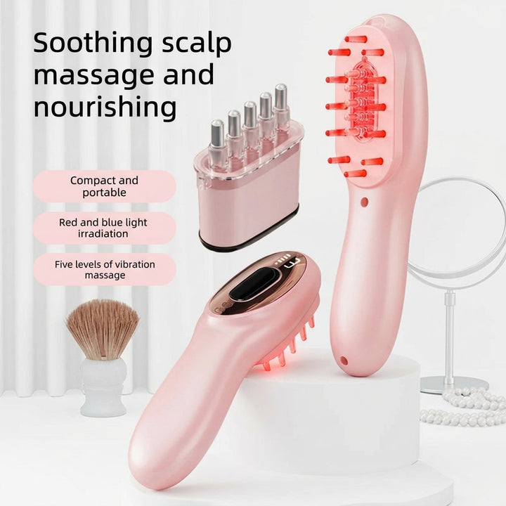 Electric Massage Comb with Oil Dispenser - Dual-Light Sonic Scalp Massager