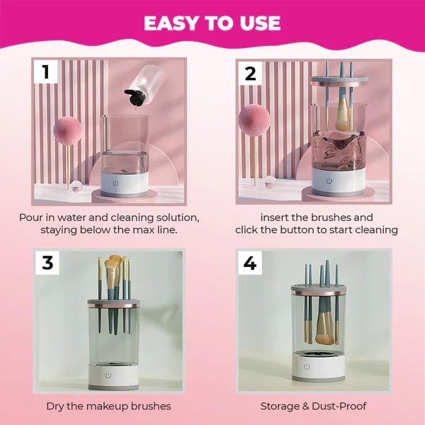 BowLift | Makeup Brush Cleaner Machine | BrushPure Automatic Cleaning &amp; Drying | Compact 16×9cm