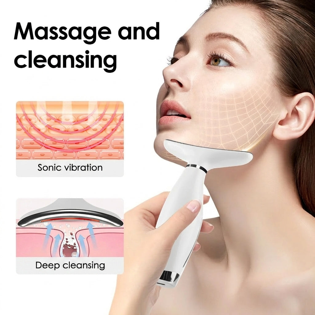 7-color LED Face &amp; Neck Sonic Massager - Sonic Cleansing, Lifting &amp; Firming