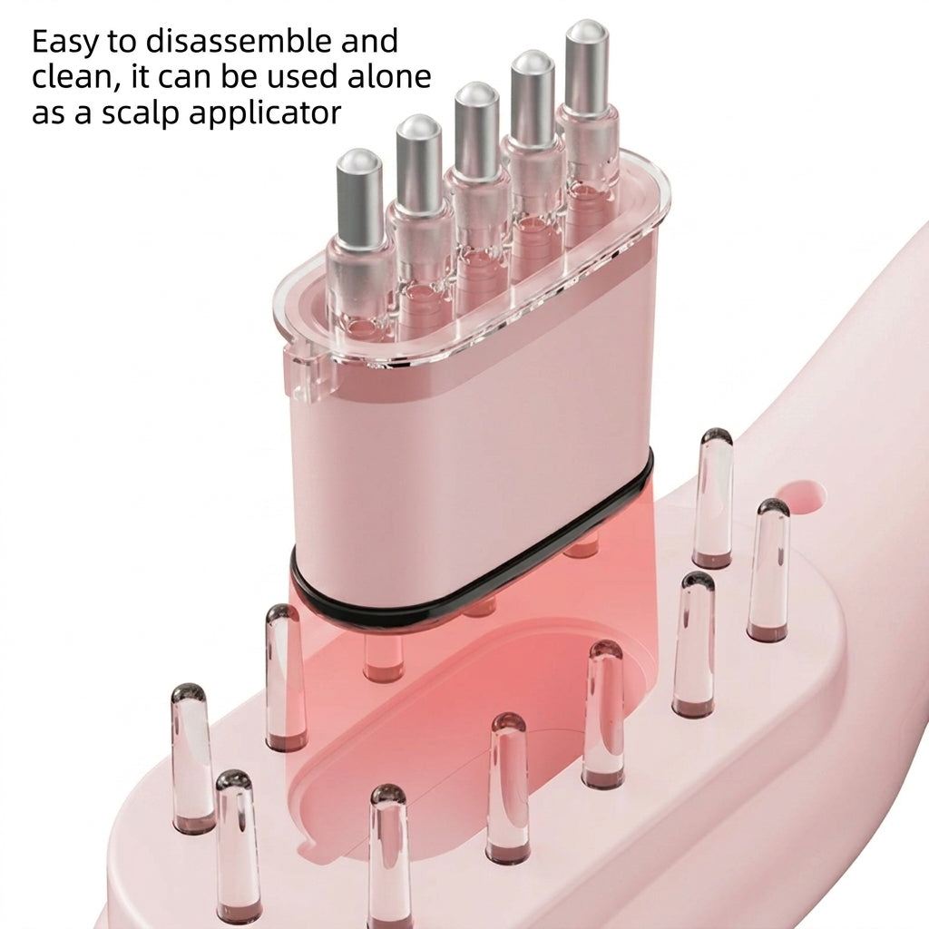 Electric Massage Comb with Oil Dispenser - Dual-Light Sonic Scalp Massager