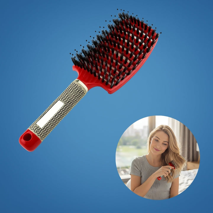 Quick Knot‑Free Detangling – Nylon Bristles with Scalp Massage Tips – For Thick or Curly Hair Bowlift