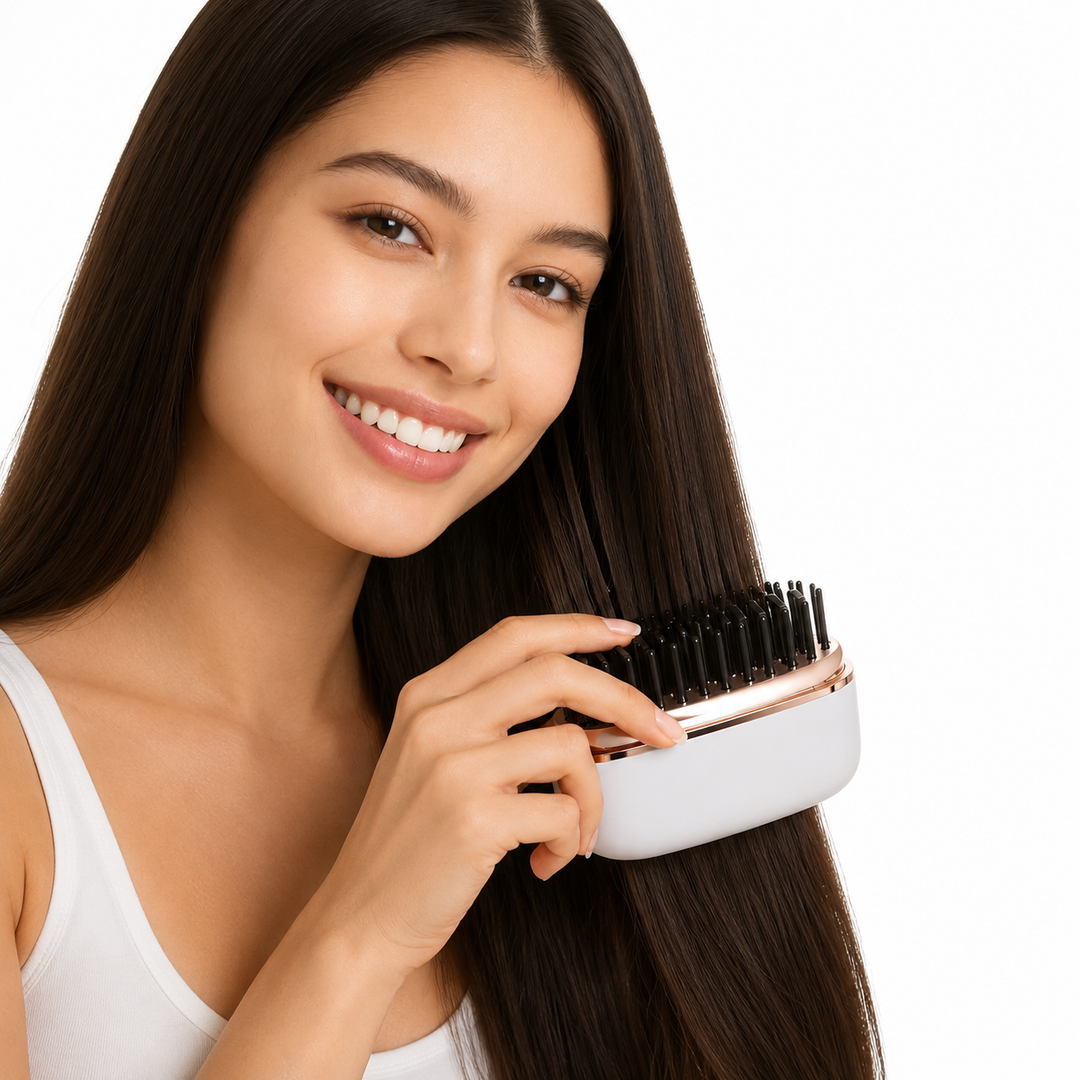 2-in-1 Mini Hair Straightener &amp; Styling Comb - Anti-Scald Travel Design
