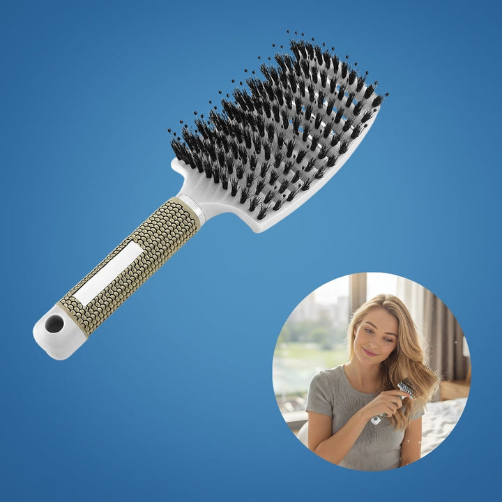 Quick Knot‑Free Detangling – Nylon Bristles with Scalp Massage Tips – For Thick or Curly Hair Bowlift