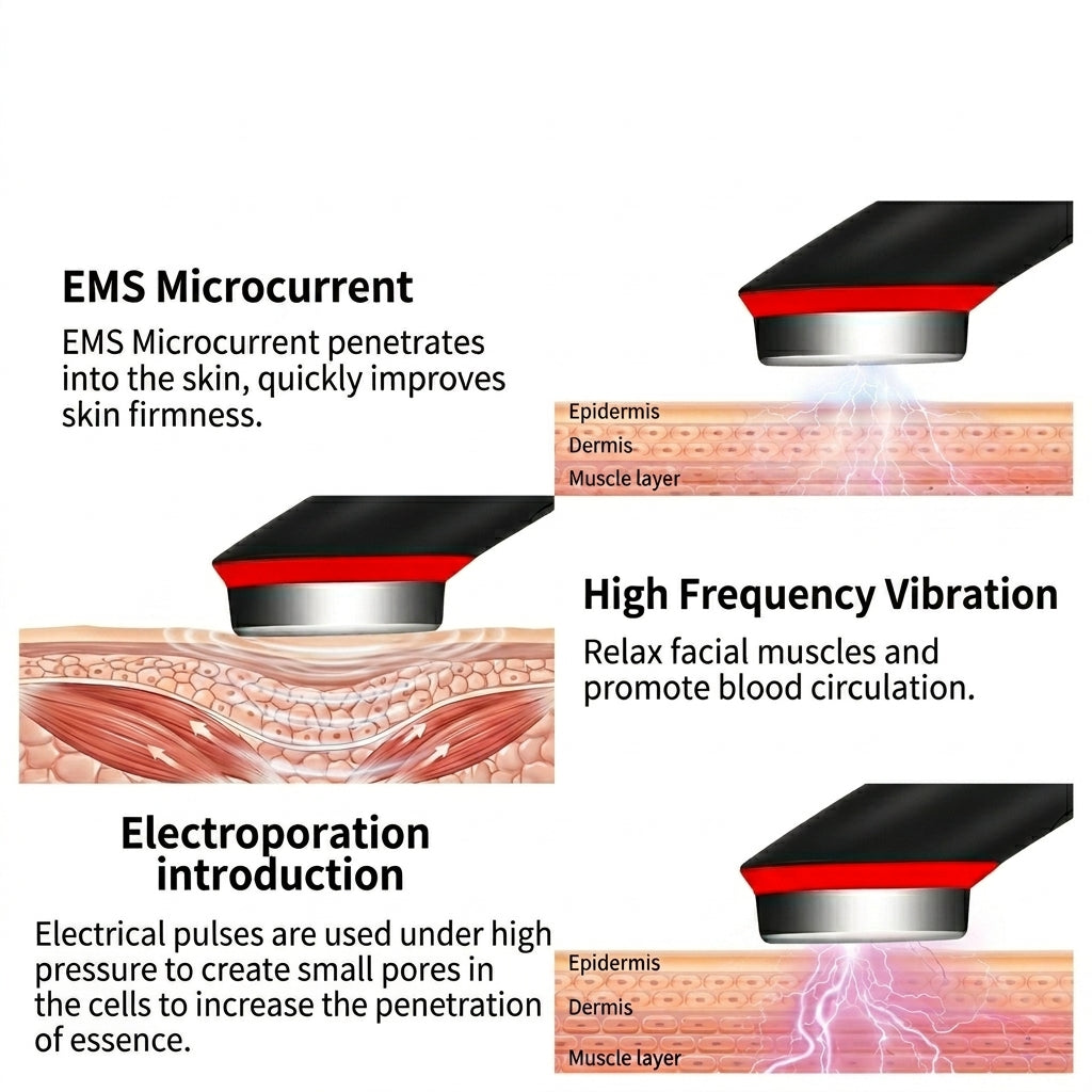 7-color LED &amp; EMS Facial Massager - 7 Modes, 5 Intensity Levels