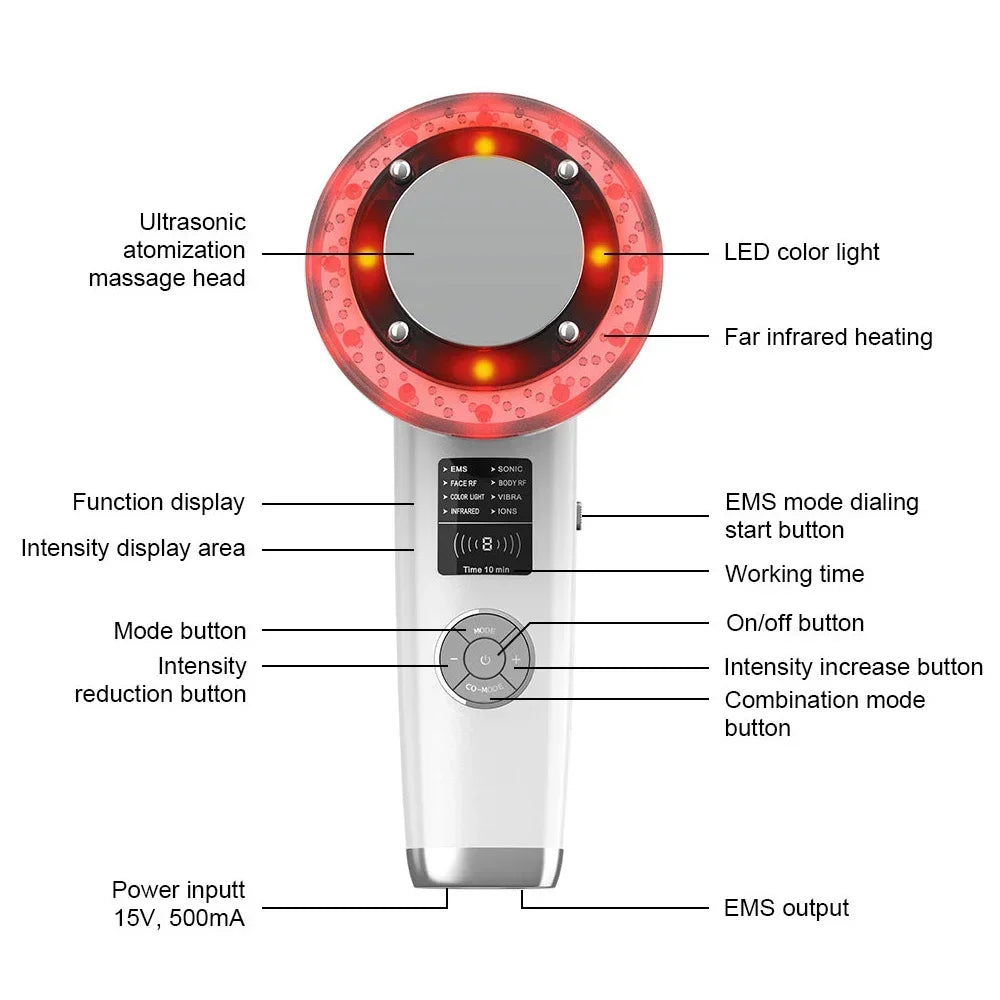 8-in-1 Face &amp; Body Sculpting Device - EMS, RF, Ultrasonic &amp; IPL Toning