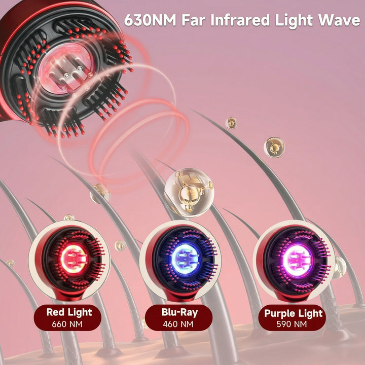 3-in-1 LED Light Scalp Massager - Red, Blue &amp; Purple Light Therapy