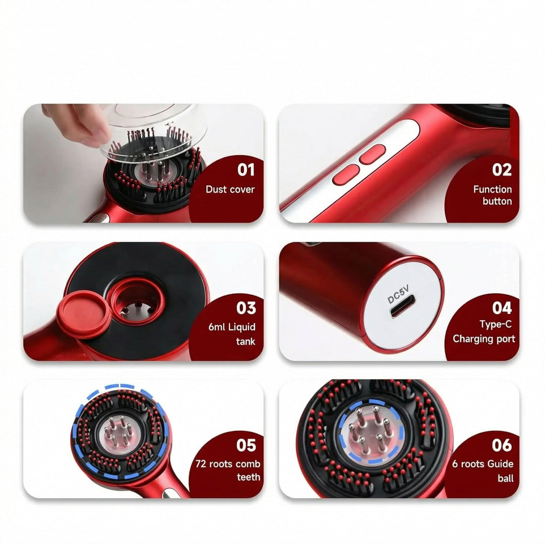 3-in-1 LED Light Scalp Massager - Red, Blue &amp; Purple Light Therapy