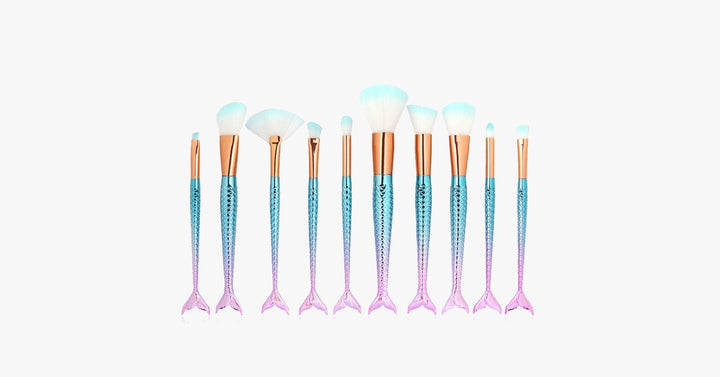 BowLift | Mermaid Makeup Brush Set with FREE Contour Brush - Professional Cosmetic Brush for Eyeshadow, Eyeliner, Blush &amp; Concealer