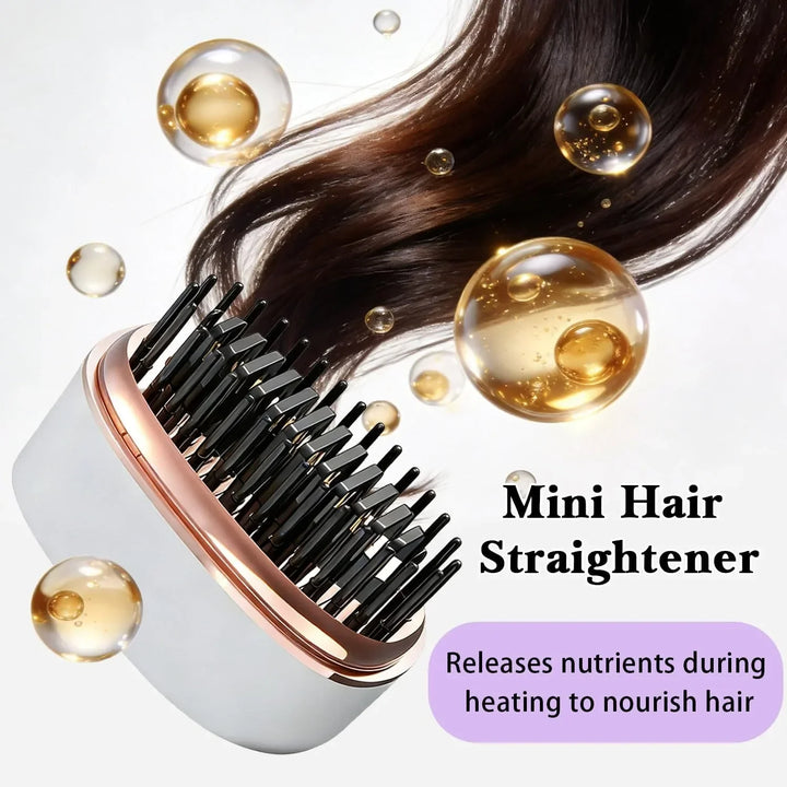 2-in-1 Mini Hair Straightener &amp; Styling Comb - Anti-Scald Travel Design