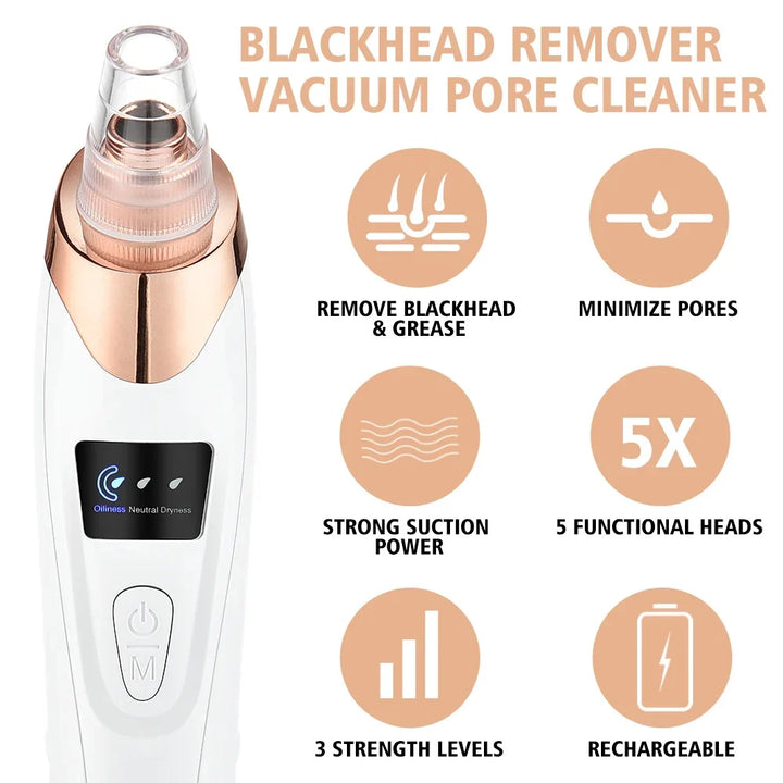 Blackhead Remover Pore Vacuum Cleaner - 5-Probe Suction Facial Cleaner