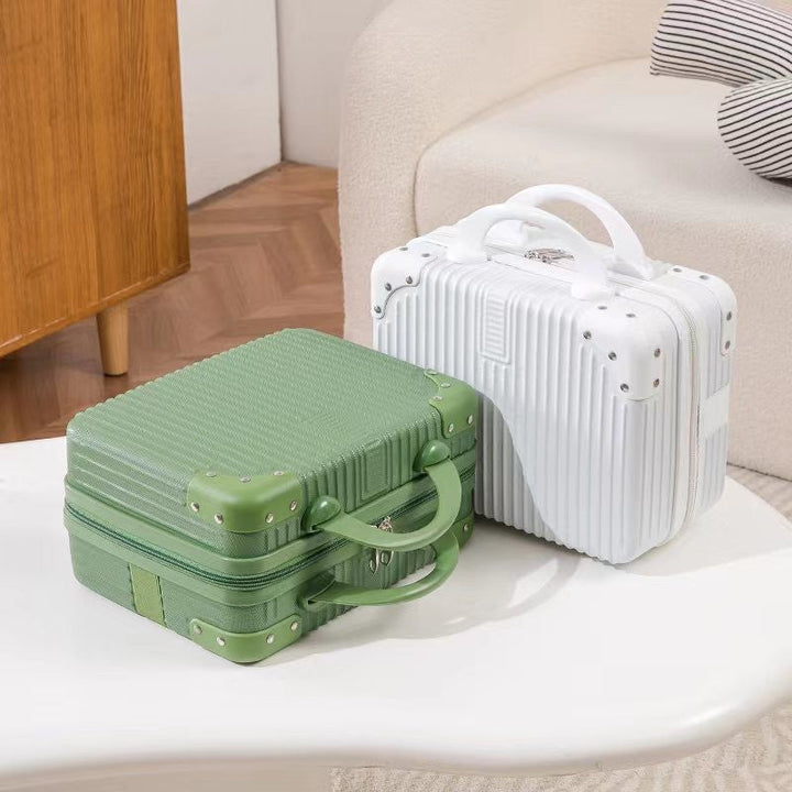 structured hard-shell travel cosmetic carry case with reinforced corner guards and ergonomic handle Bowlift