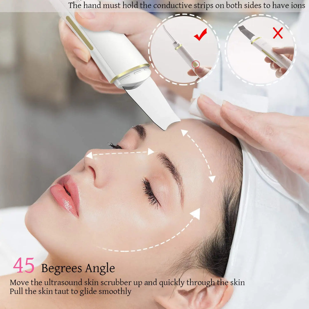 Ultrasonic Skin Scrubber &amp; Pore Cleaner - 4-in-1 Facial Spatula