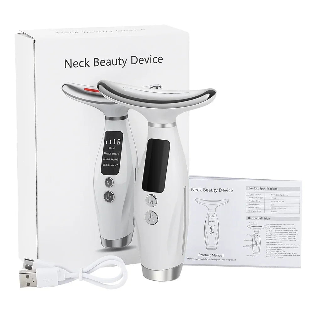 7-color LED Face &amp; Neck Sonic Massager - Sonic Cleansing, Lifting &amp; Firming