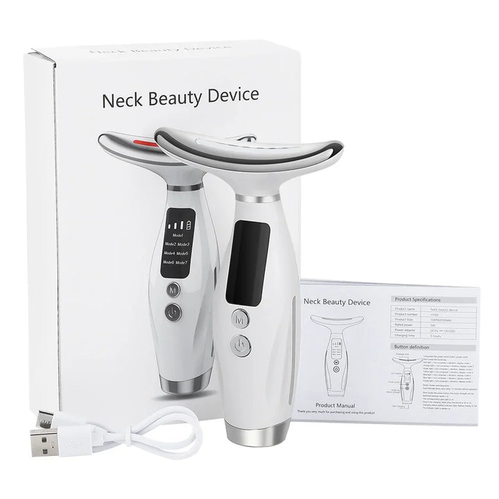 7-color LED Face &amp; Neck Sonic Massager - Sonic Cleansing, Lifting &amp; Firming