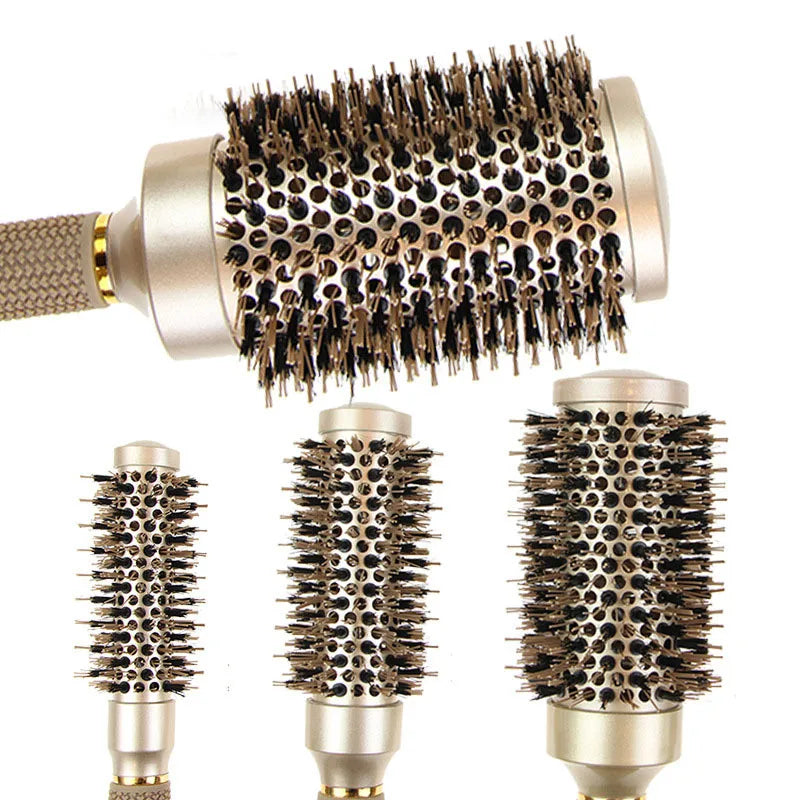 BowLift | Round Brush Set GLOSSENTA | Ions-Ceramic &amp; Boar Bristles | Anti-frizz &amp; Volume | 25–53 mm Ø