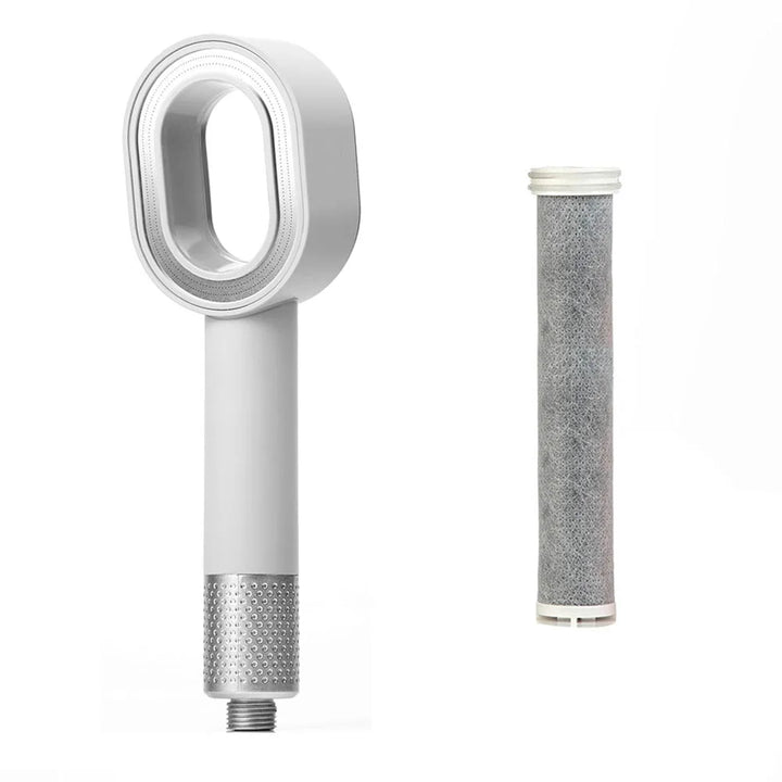 AquaGlow Beauty Filter Showerhead – High pressure, water-saving and purified showering – round handheld model Bowlift