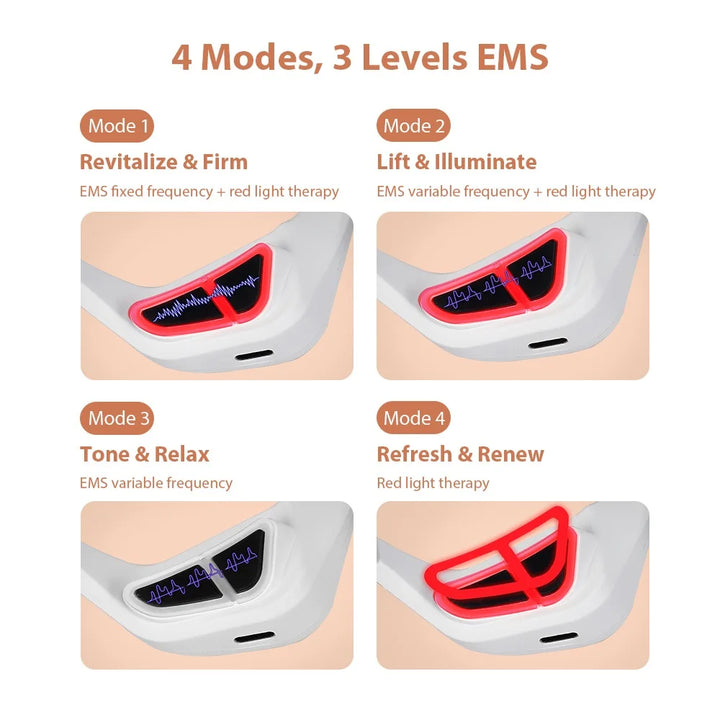 Hands-Free EMS &amp; Red Light 3D Eye Massager - 4 Modes, 3 EMS Intensities