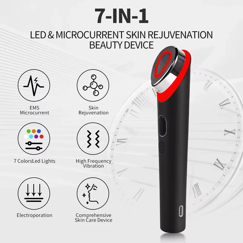7-color LED &amp; EMS Facial Massager - 7 Modes, 5 Intensity Levels