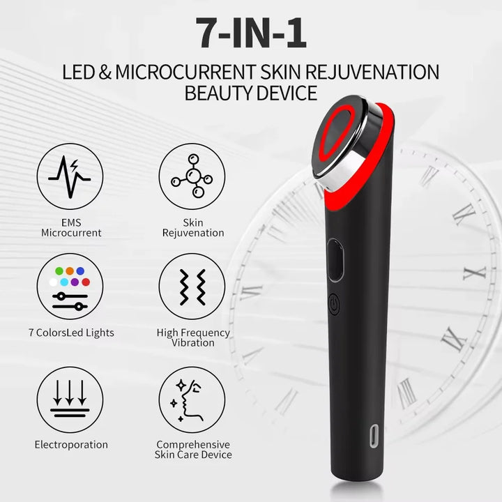 7-color LED &amp; EMS Facial Massager - 7 Modes, 5 Intensity Levels