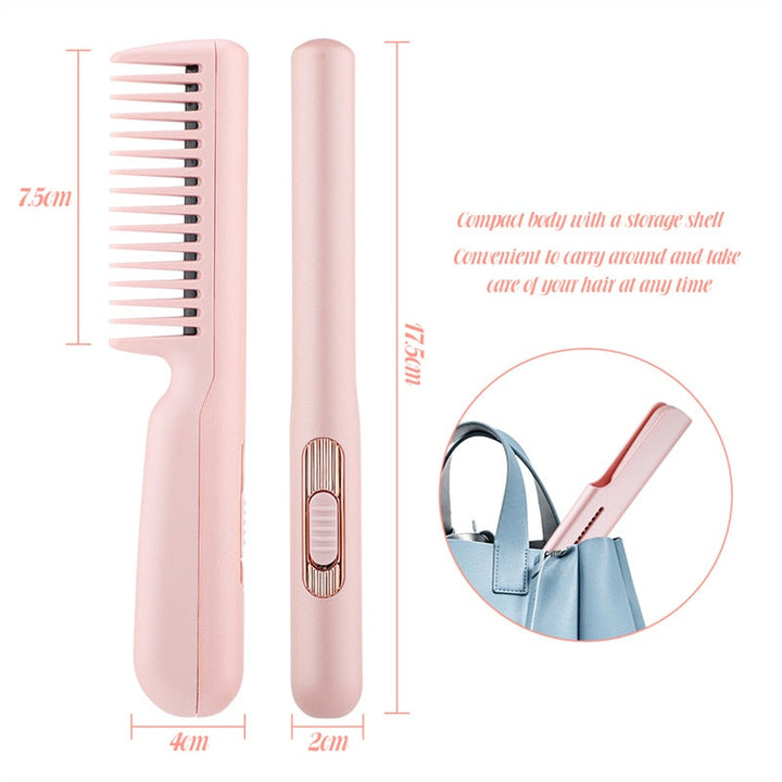 BowLift | Mini Electric Hair Straightener Brush Comb