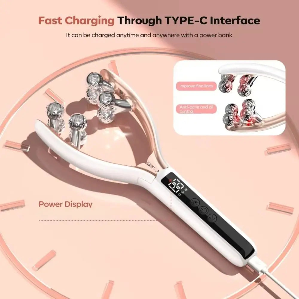 Wireless Microcurrent Facial Roller Massager - 3 Intensity Levels, Cordless