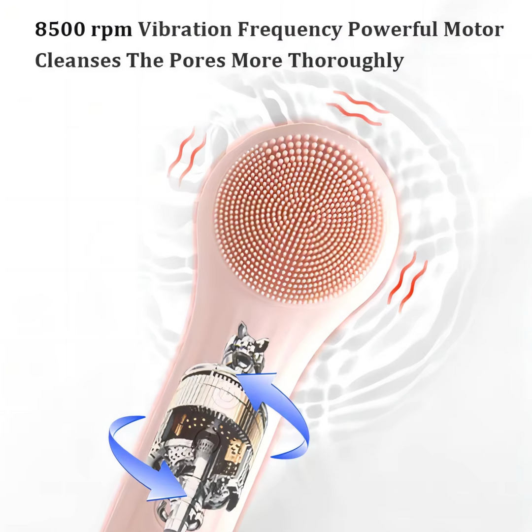 Electric Silicone Facial Brush Cleaner - Sonic Vibration &amp; Roller Cleansing