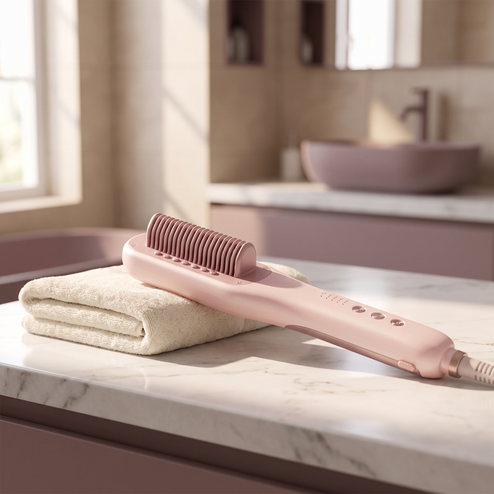 Mirelle | Steam Straightening Brush, Ceramic Anti Scald Bristles and 4 Heat Settings for Thick, Curly and Frizzy Hair