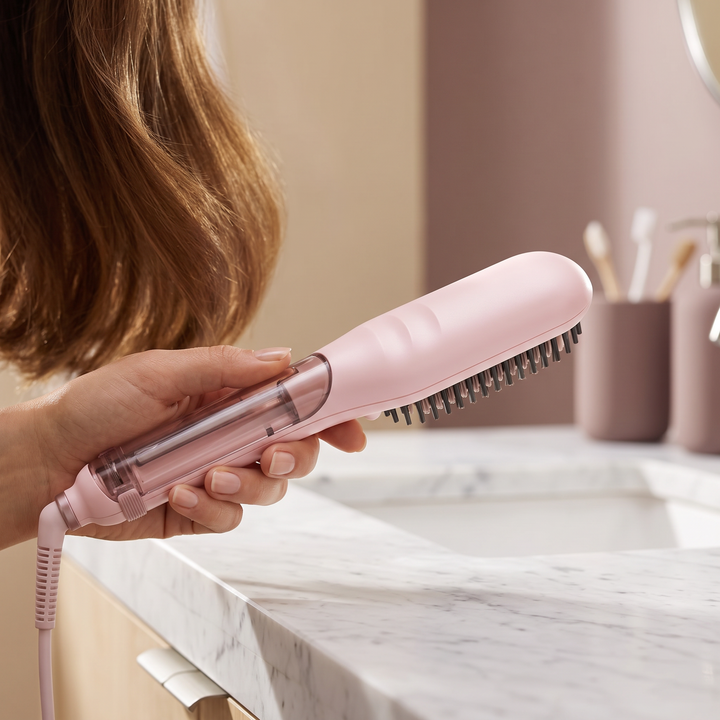 Mirelle | Steam Straightening Brush, Ceramic Anti Scald Bristles and 4 Heat Settings for Thick, Curly and Frizzy Hair