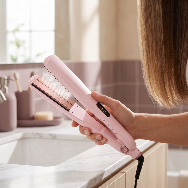 Lumira | Ionic Steam Flat Iron with Titanium Plates and Detachable Comb for Silk Press Straightening
