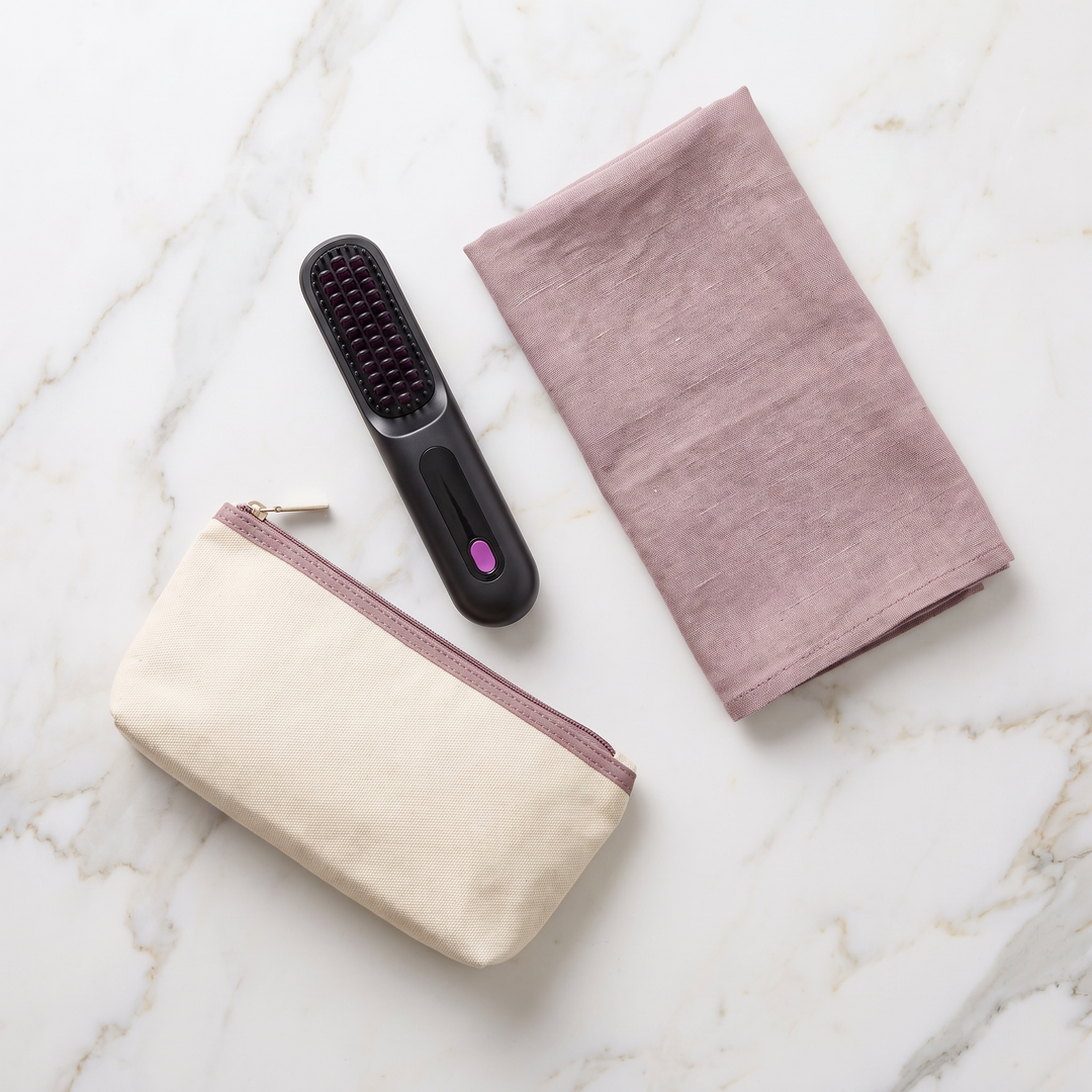 Neve | Portable Hair Straightener Brush, Compact Cordless Ready Mini Styler for Travel and Touch Ups