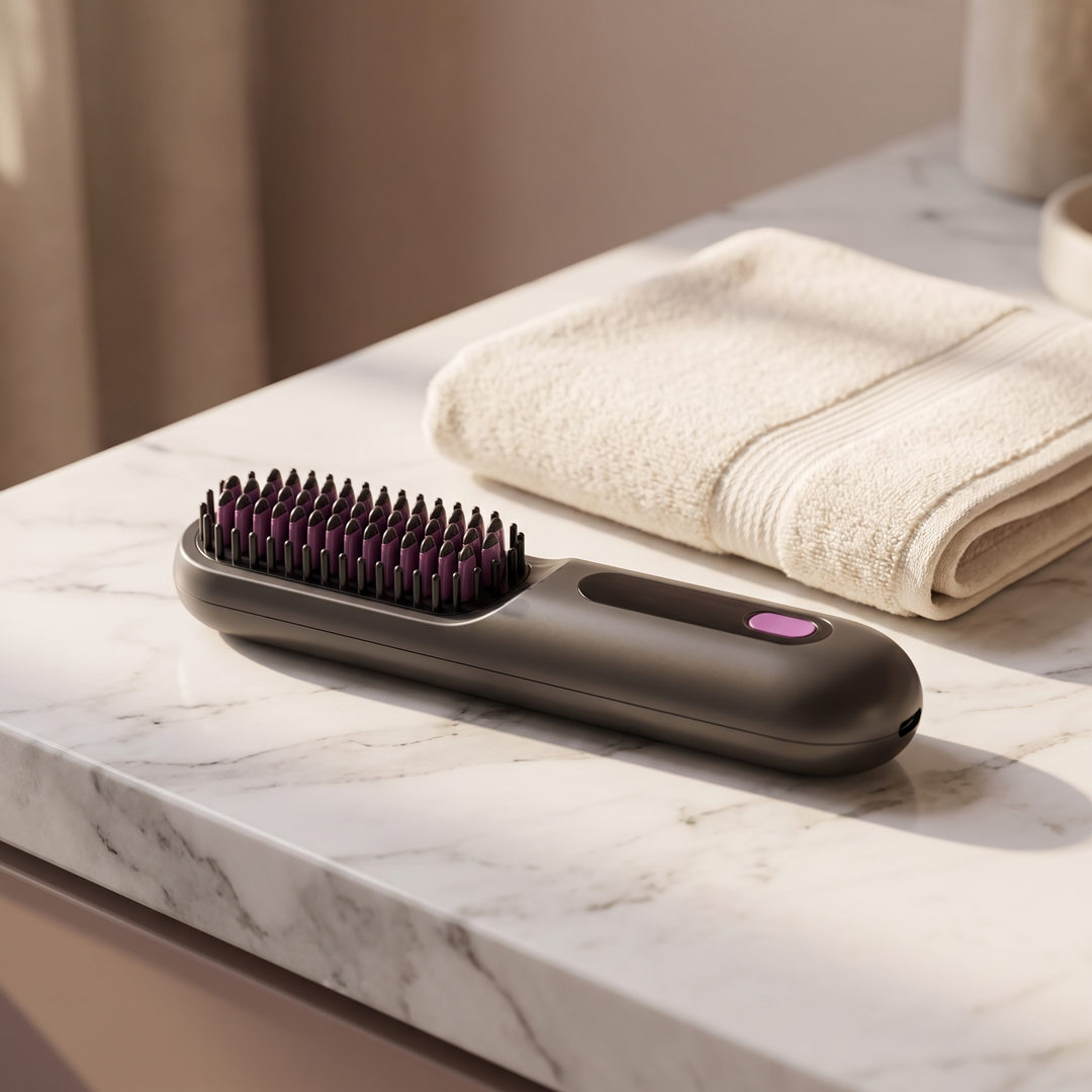 Neve | Portable Hair Straightener Brush, Compact Cordless Ready Mini Styler for Travel and Touch Ups