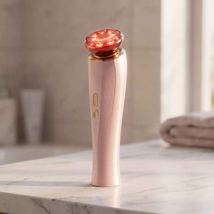 Aveline 3 in 1 Red Light Face and Neck Device Warm Massage Beauty Tool for Firmer Looking Skin at Home