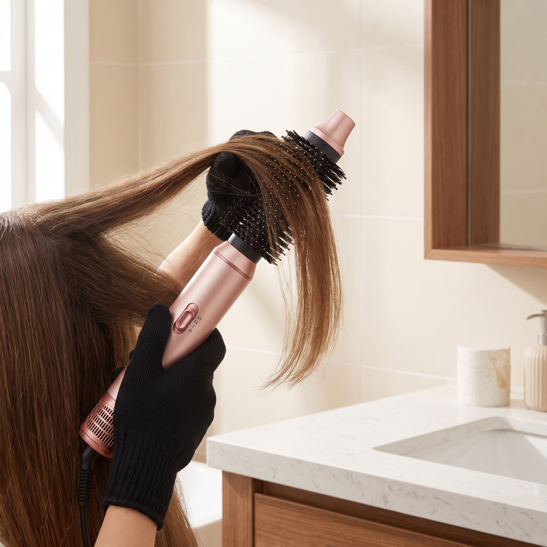 Rhea 5 in 1 Hot Air Styler Set Ionic Dryer Brush with Auto Curling Barrel and Volumizing Round Brush for Fast Everyday Styling