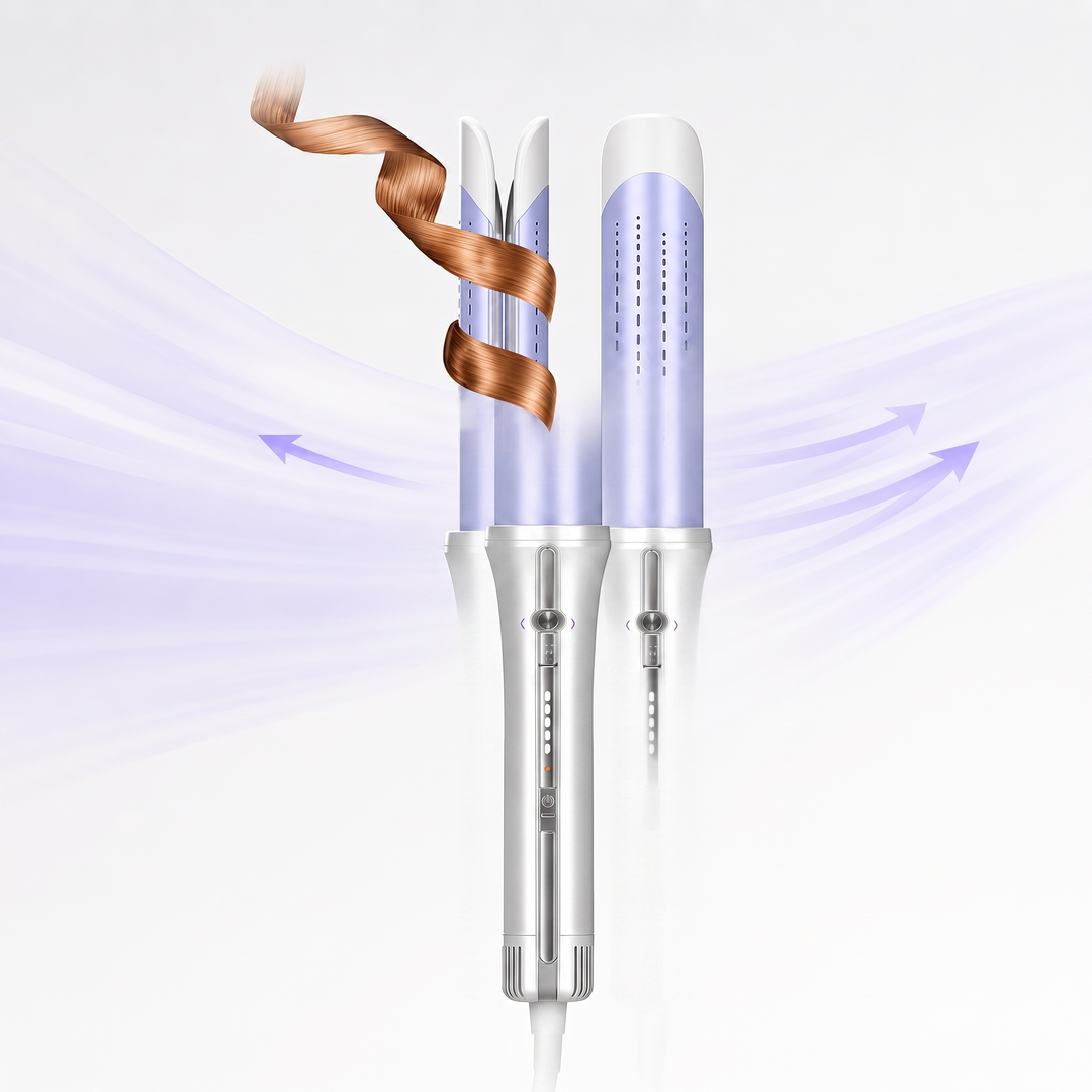 Solene Wide 1.25 Inch Automatic Airflow Curling Wand Ceramic Cool Air Hair Curler for Loose Waves and Long Lasting Curls