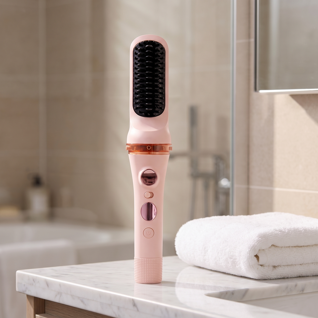Elowen Automatic Rotating Curling Iron Ceramic Auto Hair Curler with LED Temperature Display and Anti Tangle Chamber