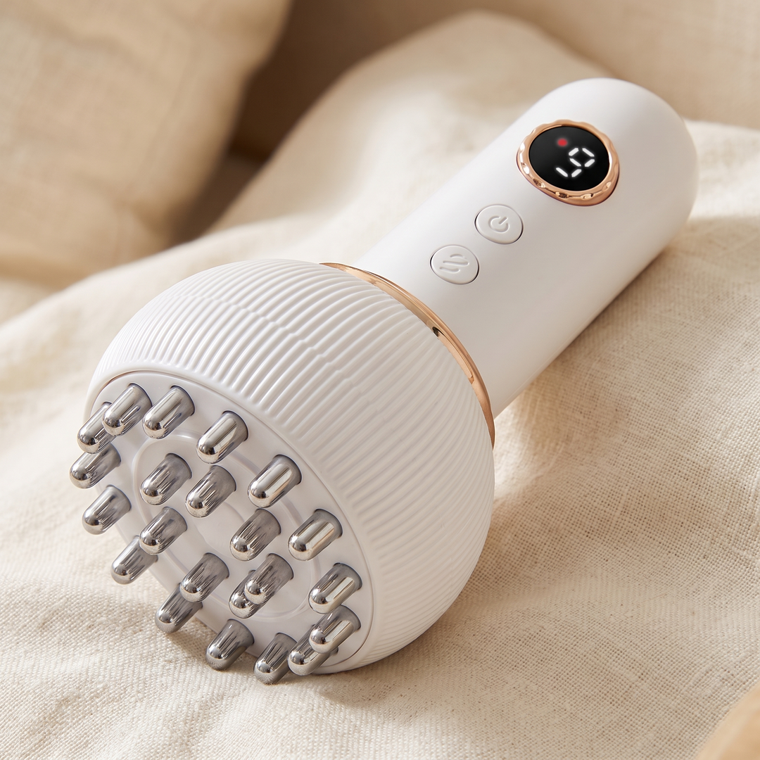 Marlowe Handheld Body Massager with Heat and Vibration Rechargeable Cordless Deep Tissue Massage Tool for Legs Arms and Back