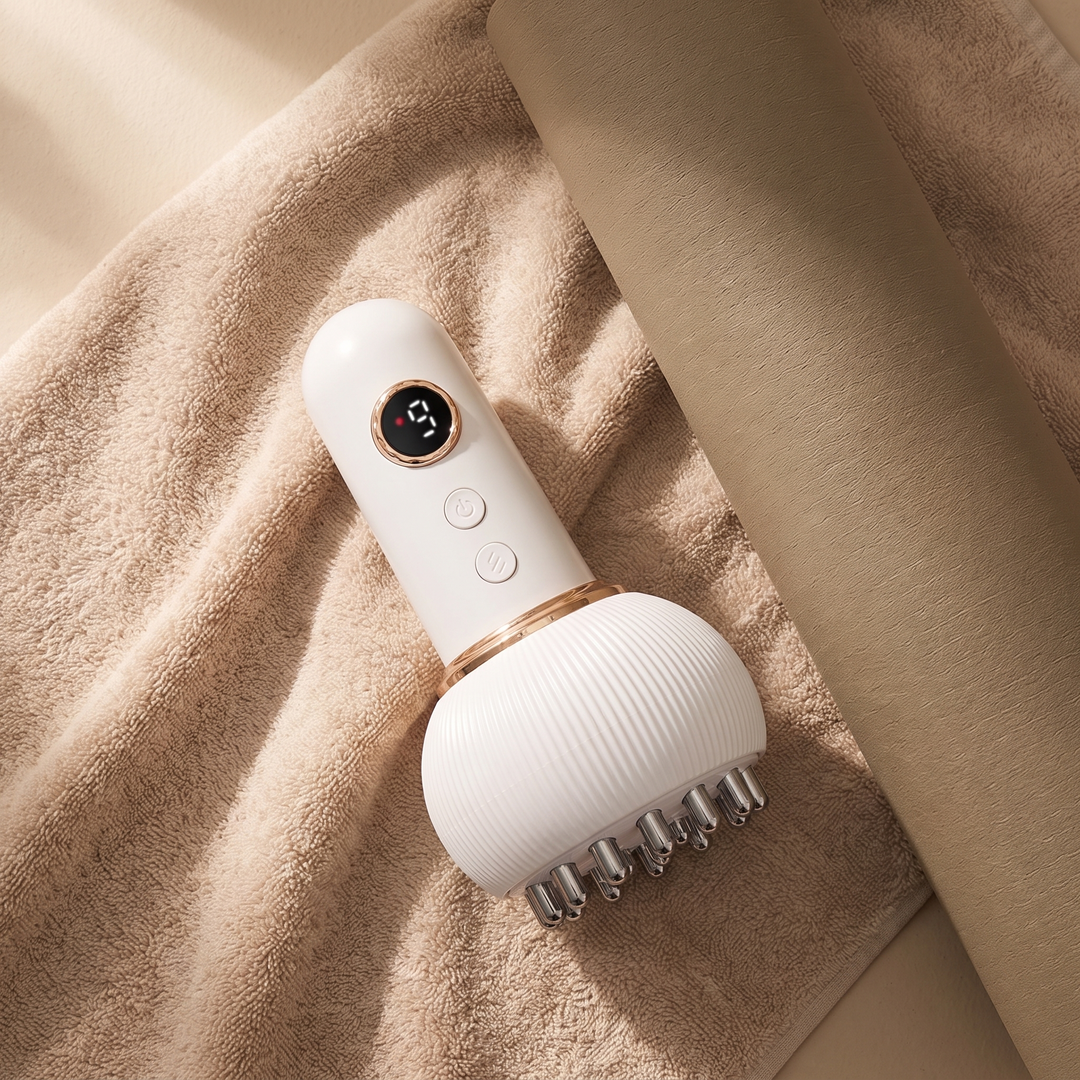 Marlowe Handheld Body Massager with Heat and Vibration Rechargeable Cordless Deep Tissue Massage Tool for Legs Arms and Back