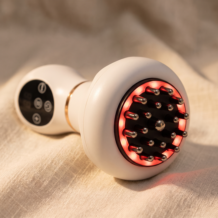 Marlowe Lumen Handheld Body Massager with Red Light and Vibration Rechargeable Cordless Massage Tool for Neck Back Shoulders and Legs