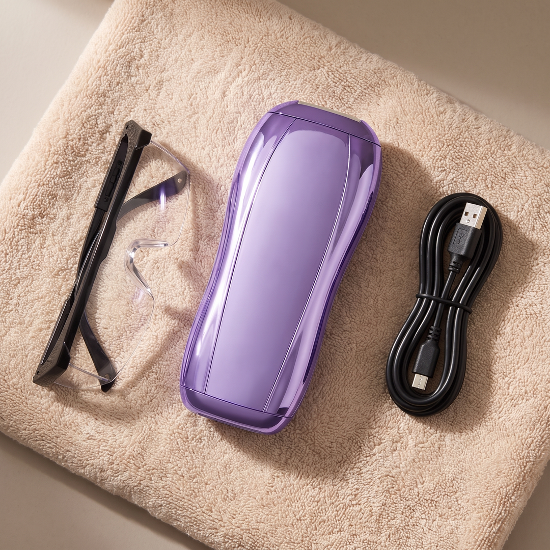Lune At Home IPL Hair Removal Device with Ice Cooling Head Adjustable Intensity Levels for Legs Arms Underarms and Face