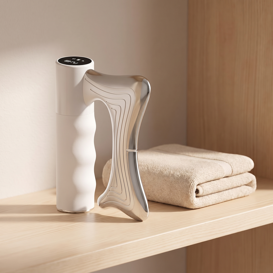Sena Heated Gua Sha Body Massager Rechargeable Contoured Edge Tool with Warmth and Vibration for Legs Arms and Back